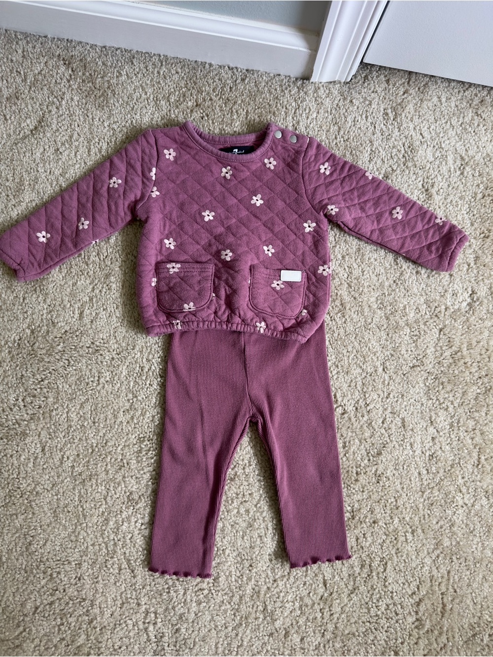 7 For All Mankind Kids Matching Set - Mauve with Cream Floral